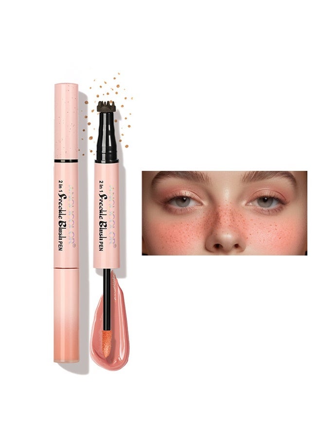 Anglicolor Dual-Ended Freckle Stamp Pen, 2-in-1 Blush and Freckle Stamp Pen, Natural Freckles, Brightens Complexion, Waterproof and Sweatproof, Long-Lasting Makeup Effect (#01 LIGHT BROWN+SOFT NUDE PINK) - Image 1