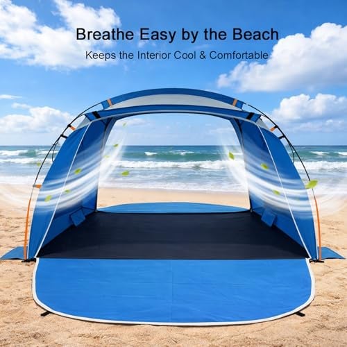 Etto Beach Tent Sun Shelter with UPF 50+ UV Protection, Dual Door Design for Better Ventilation, Easy Setup Portable Beach Shade Canopy with Carrying Bag for Beach, Camping, Fishing and Outdoor Travel - Image 4