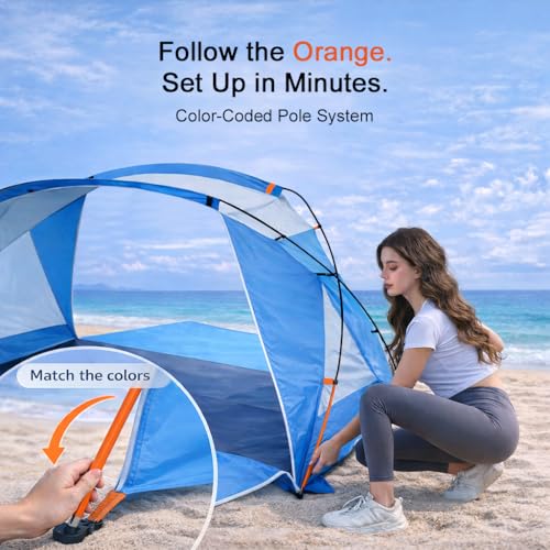 Etto Beach Tent Sun Shelter with UPF 50+ UV Protection, Dual Door Design for Better Ventilation, Easy Setup Portable Beach Shade Canopy with Carrying Bag for Beach, Camping, Fishing and Outdoor Travel - Image 2