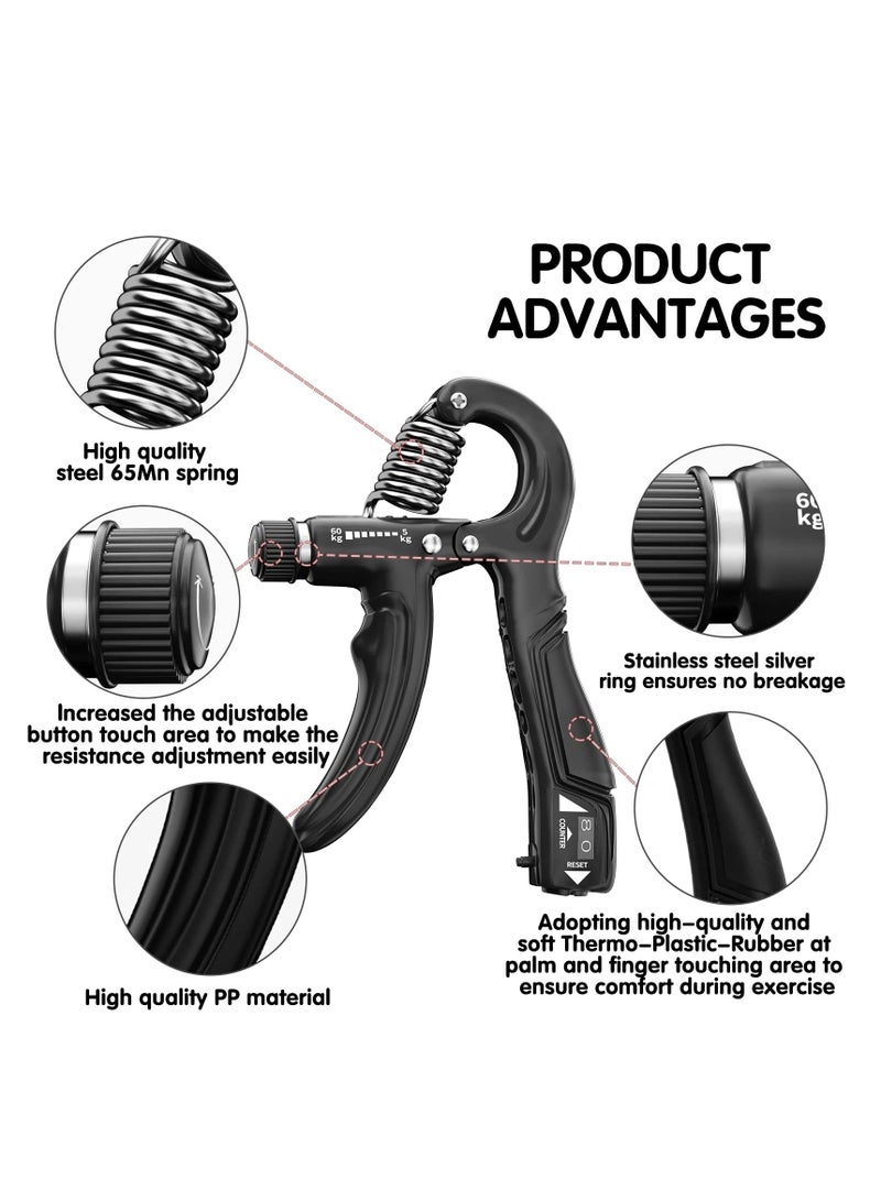 معزز قبضة اليد مع المقاومة القابلة للضبط، معزز الرسغ، معزز الساعد، ضغط تمارين اليد، مدرب قوة الإمساك، ممارس قبضة اليد للرجال والنساء - Image 3
