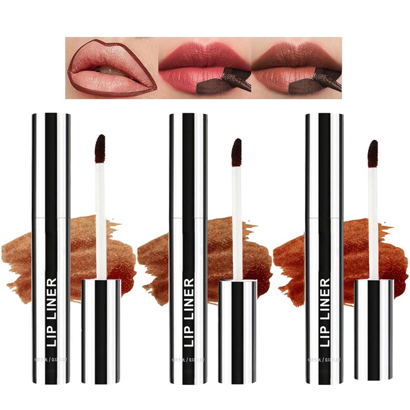 Bekoeen 3Piece Peel Off Lip Liner Set Brown Matte Tattoo Lip Liner Stain Infused with Hyaluronic Acid Vitamin E