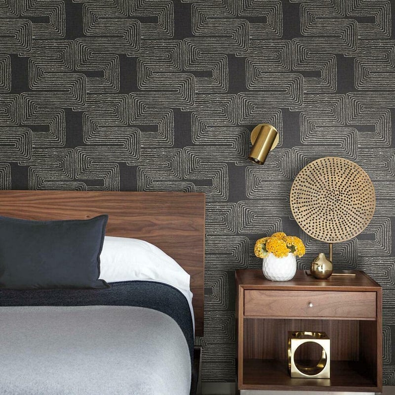 RoomMates RMK12216PL Nikki Chu Black and White Zulu Signature Peel and Stick Wallpaper Roll BlackWhite