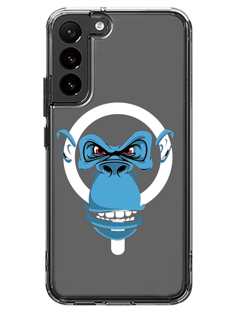 Theodor Magnetic Case for Samsung Galaxy S23 6.1-inch Compatible with MagSafe Wireless Charging, Shockproof Phone Bumper Cover Blue monkey face copy - Image 1