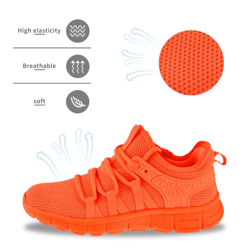 INZCOU Running Shoes Lightweight Tennis Shoes Non Slip Gym Workout Shoes Breathable Mesh Walking Sneakers Fluorescent Orange 8women / 7men - Image 4