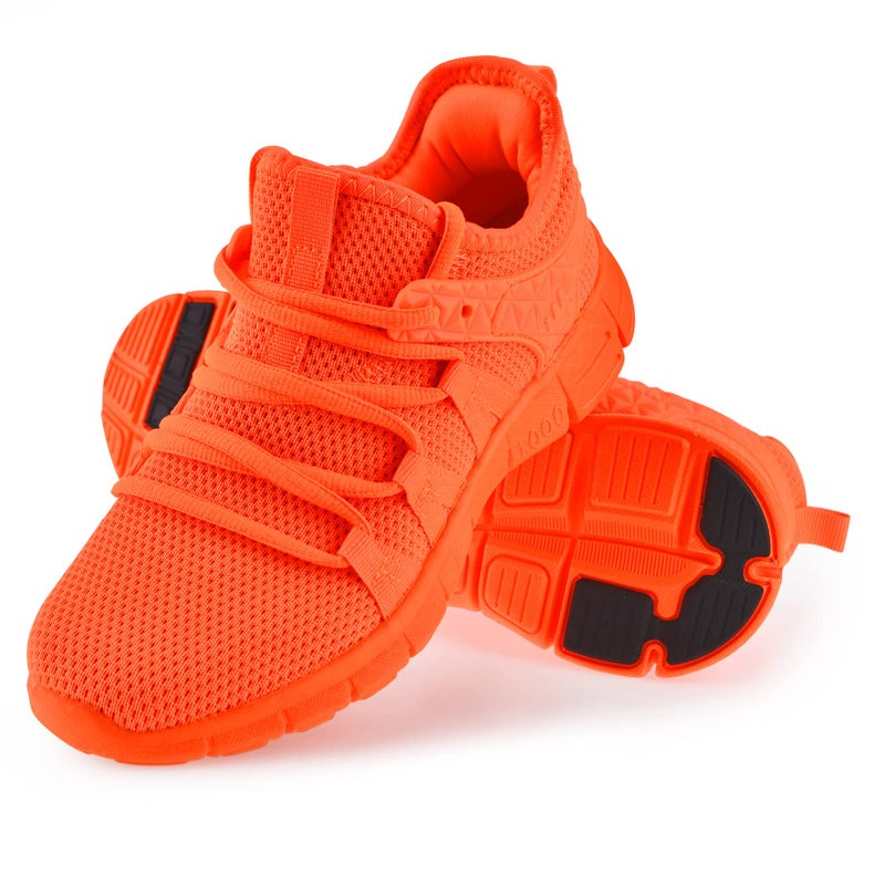 INZCOU Running Shoes Lightweight Tennis Shoes Non Slip Gym Workout Shoes Breathable Mesh Walking Sneakers Fluorescent Orange 8women / 7men - Image 1