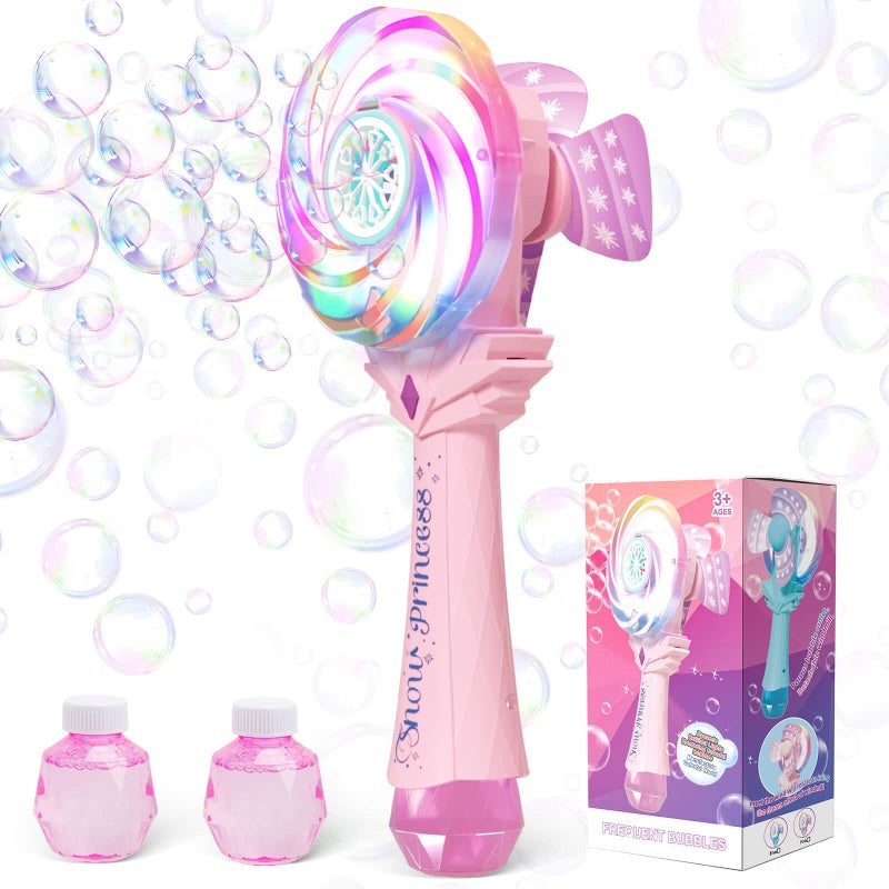 Britik Bubble Wands for Kids Age 48 Windmill Light Up Automatic Bubble Machine Rechargeable With 2 Bubble Solution Outdoor Party Birthday Toys for Toddlers Gift for 3 4 5 6 7 8 Year Old Girls Pink - Image 3