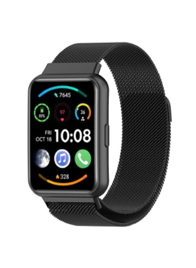 dida-cosmos - Straps Compatible with Huawei Fit 2 Magnetic Stainless Steel Watch Band for Men and Women,Black - Image 1