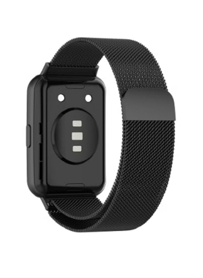 dida-cosmos - Straps Compatible with Huawei Fit 2 Magnetic Stainless Steel Watch Band for Men and Women,Black - Image 1