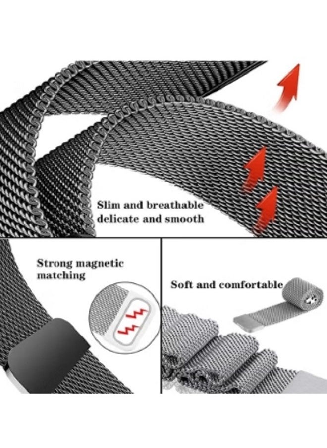 dida-cosmos - Straps Compatible with Huawei Fit 2 Magnetic Stainless Steel Watch Band for Men and Women,Black - Image 1