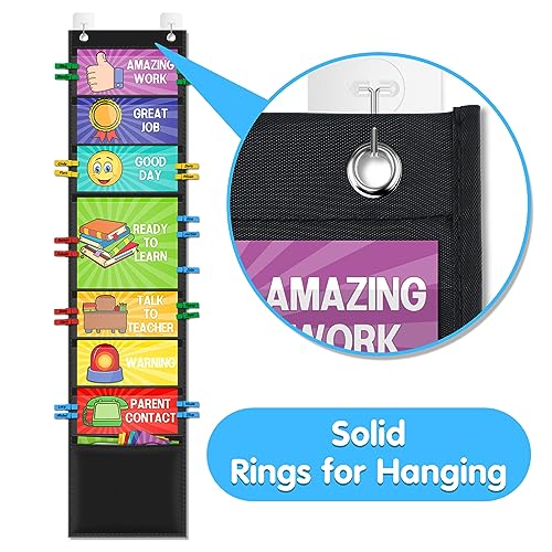 AUVCAS Student Behavior Clip Chart for Classroom Management Kids Reward Pocket Chart - Image 5