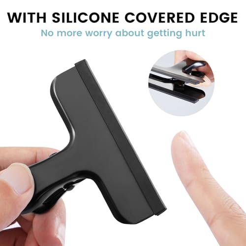 HOUSE AGAIN 12 Pack Stainless Steel Chip Bag Clips Covered with Silicone - NO More Sharp Edges - Color Coded for Food Bags - Air Tight Seal, Heavy Duty for Kitchen and Office, 3 Inches Wide, Black - Image 3