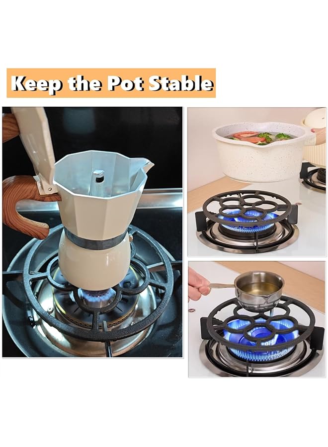 KASTWAVE Cast Iron Wok Support Ring Stovetop Stand, Non Slip Gas Ring Reducer For Moka Pot, Small Saucepan, Coffee Pot, And Wok, Trivet Holder For Gas Stove, Camping Stove (7.2 Inches) - Image 2