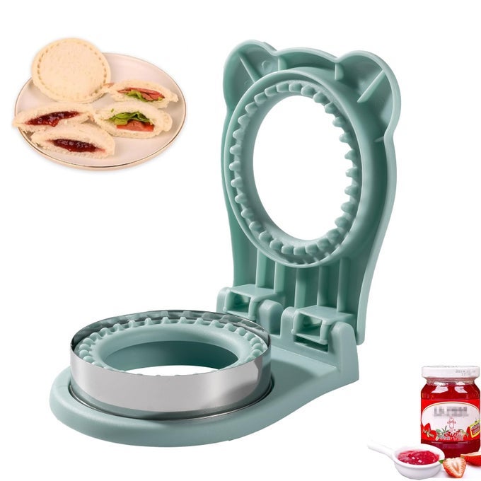 UNCRUSTABLE SANDWICH MAKER SANDWICH POCKET CIRCLE SHAPE CUTTER SEALER FOR KIDS BREAKFAST AND LUNCHBOXES LIGHT BLUE 37INCH