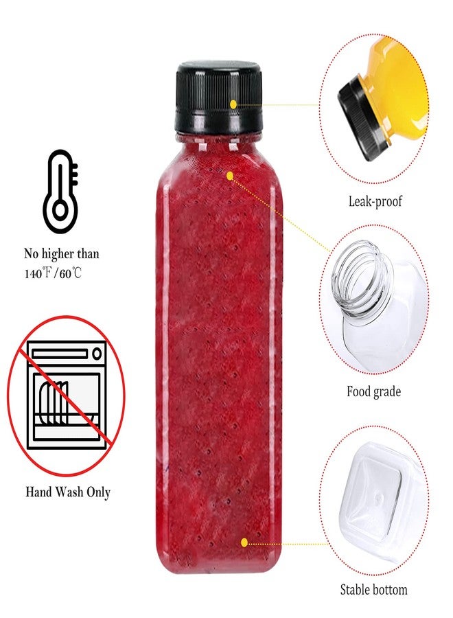 LOVLLE 16 Oz Plastic Juice Bottles with Caps 12Pcs Clear Reusable Juice Containers with Black Lid Plastic Smoothie Bottles Ideal for Juicing Milk Homemade Beverages - Image 3