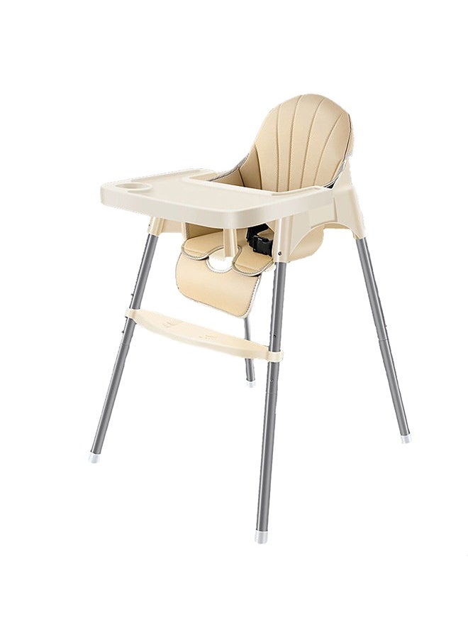 Beauenty Baby Dining Table And Chairs Portable Thickening Stainless Steel Pipe With Seat Cushion Beige  - Image 1