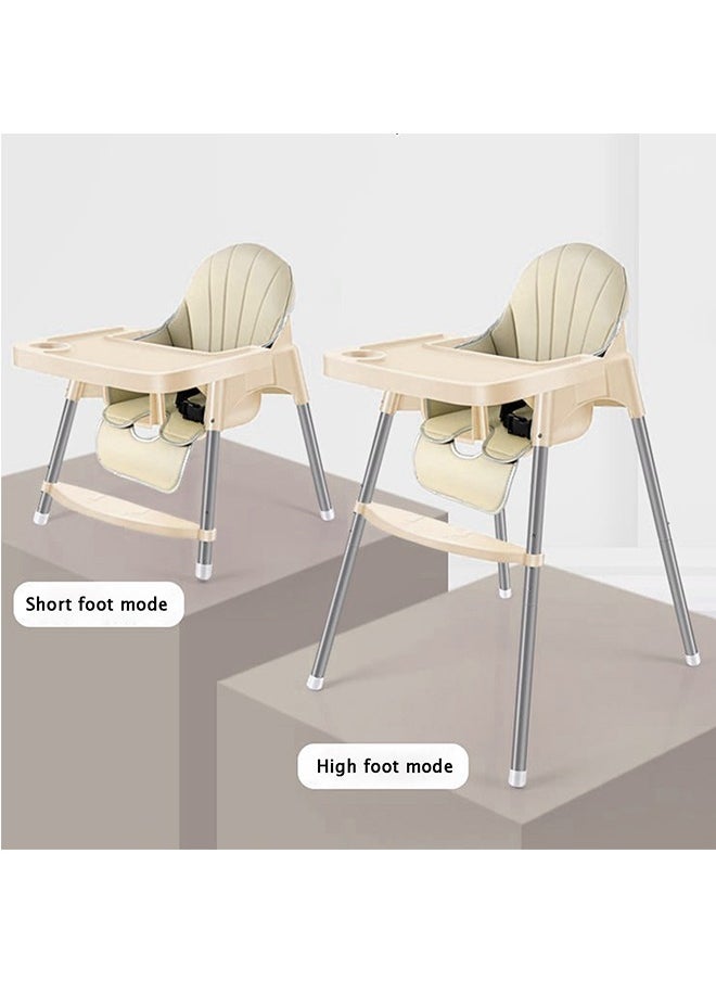 Beauenty Baby Dining Table And Chairs Portable Thickening Stainless Steel Pipe With Seat Cushion Beige  - Image 4