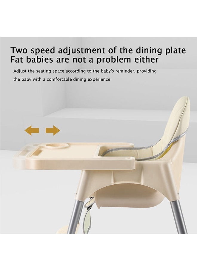 Beauenty Baby Dining Table And Chairs Portable Thickening Stainless Steel Pipe With Seat Cushion Beige  - Image 3
