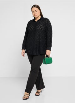 Ella Plus Slef Textured Button Down Top  - Image 4