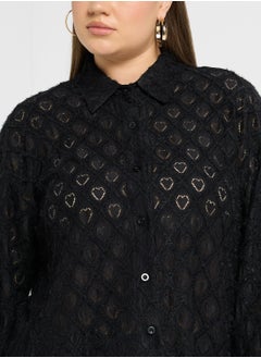 Ella Plus Slef Textured Button Down Top  - Image 3
