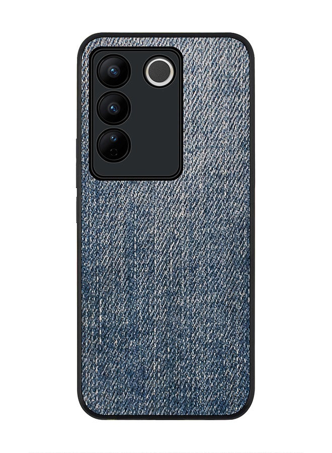 Stylizedd Rugged Black Edge case for Vivo V27 / Vivo V27 Pro / Vivo S16, Slim fit Soft Flexible Rubber Edges Anti Drop Cover - Dark Denim Print - Image 1