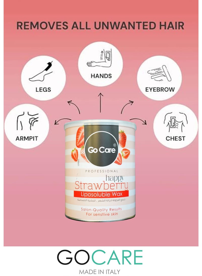 GoCare Professional Happy Strawberry Liposoluble Wax, Salon-Quality, for Sensitive Skin - Image 3