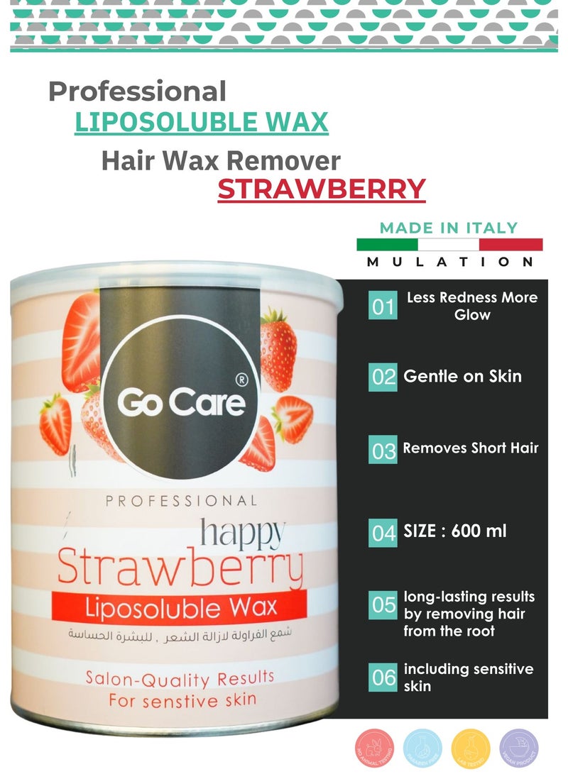 GoCare Professional Happy Strawberry Liposoluble Wax, Salon-Quality, for Sensitive Skin - Image 2