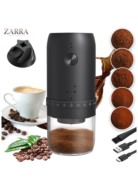Portable Electric Coffee Grinder, 40 Adjustable Settings Burr Grinder with 35g Large Capacity, 1800mAh Rechargeable Battery for Espresso, V60,French Press, Travel, Camping, Office