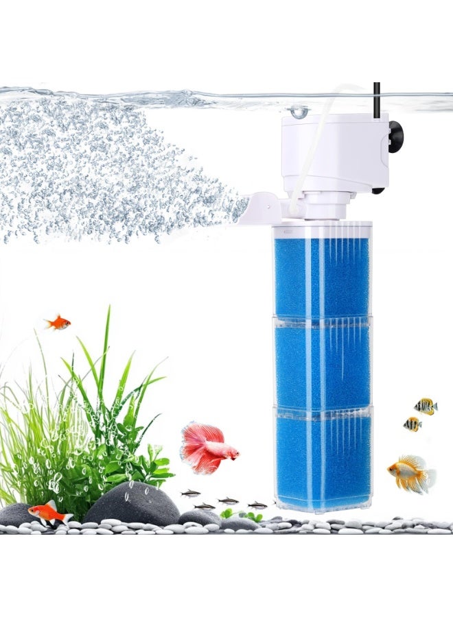 3-In-1 Aquarium Power Filter - Multi-Stage Filtration, Adjustable Oxygenator/Ripper, Silent Diving Tank Filter And Water Circulation System, White - Image 1
