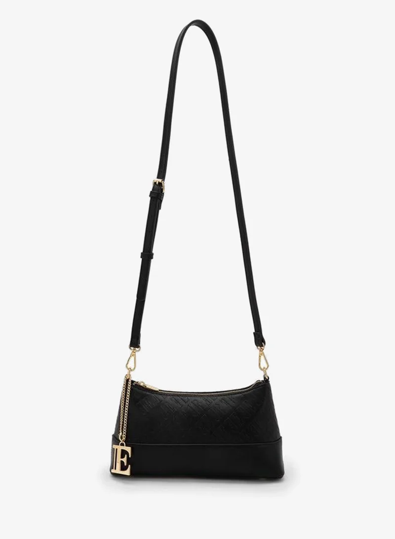 ELLE Monogram Embossed Crossbody Bag With Detachable Strap