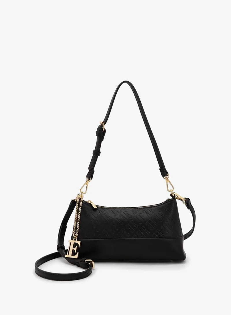 ELLE Monogram Embossed Crossbody Bag With Detachable Strap