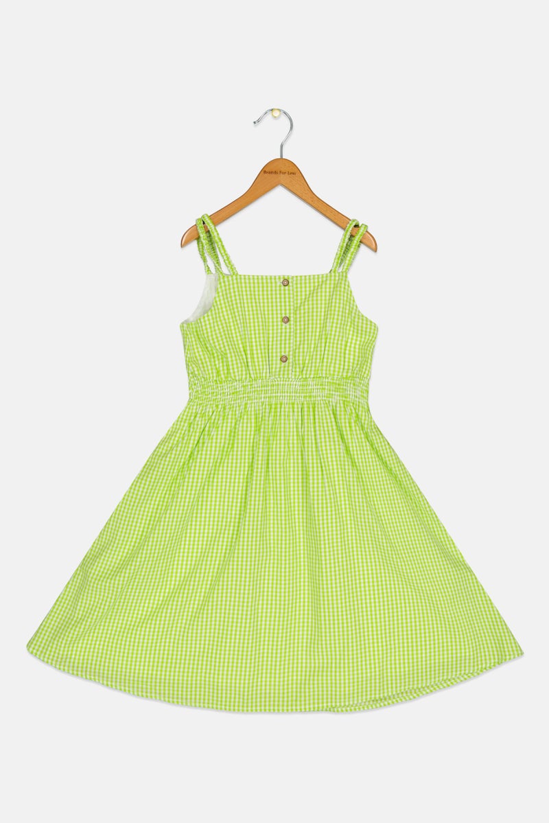 Hamleys Kids Girl Grid Pattern Dress, Light Green - Image 2