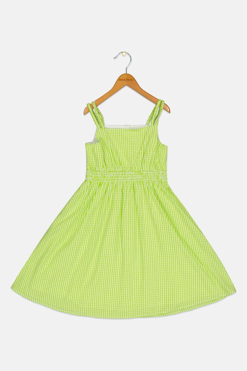 Hamleys Kids Girl Grid Pattern Dress, Light Green - Image 3