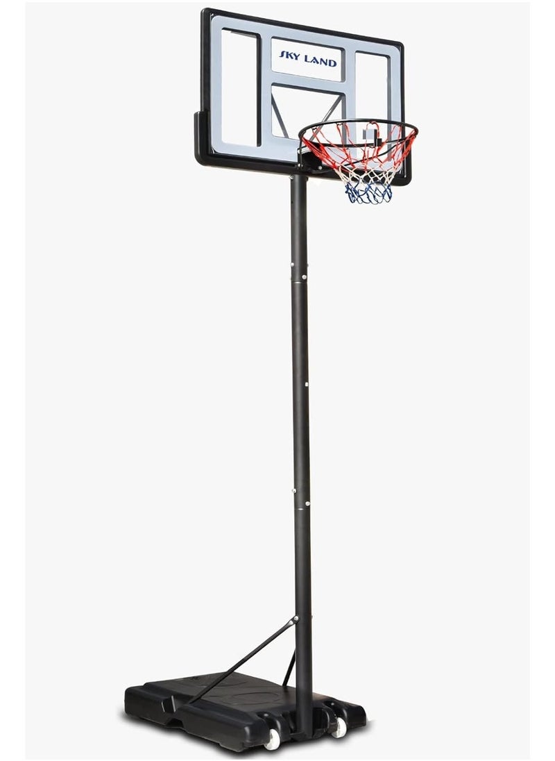 Sky Land - Portable Basketball Hoop & Stand Set With Wheels | Pro Court Height Adjustable 8-10 ft, 44" Backboard For Adults & Kids, Outdoor/Indoor Basketball Stand - Image 1