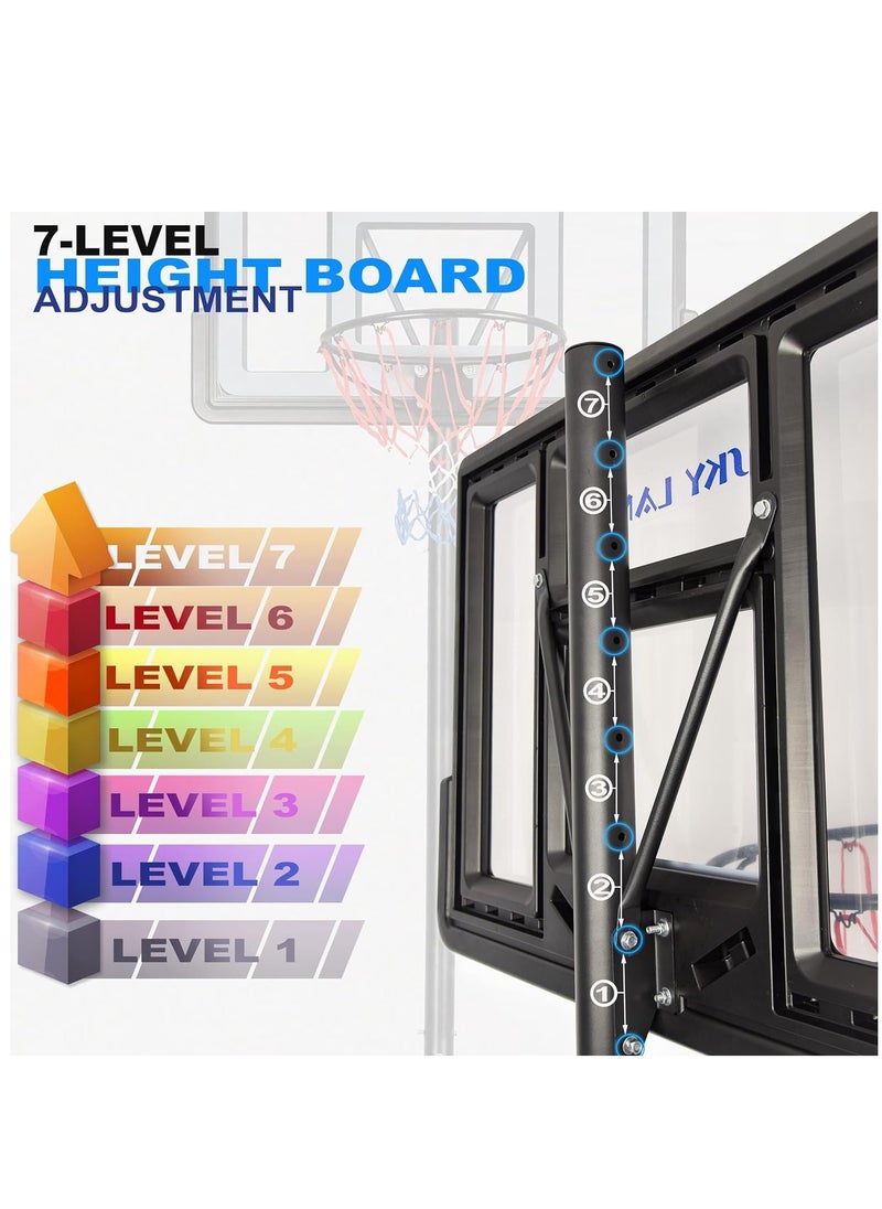 Sky Land - Portable Basketball Hoop & Stand Set With Wheels | Pro Court Height Adjustable 8-10 ft, 44" Backboard For Adults & Kids, Outdoor/Indoor Basketball Stand - Image 1