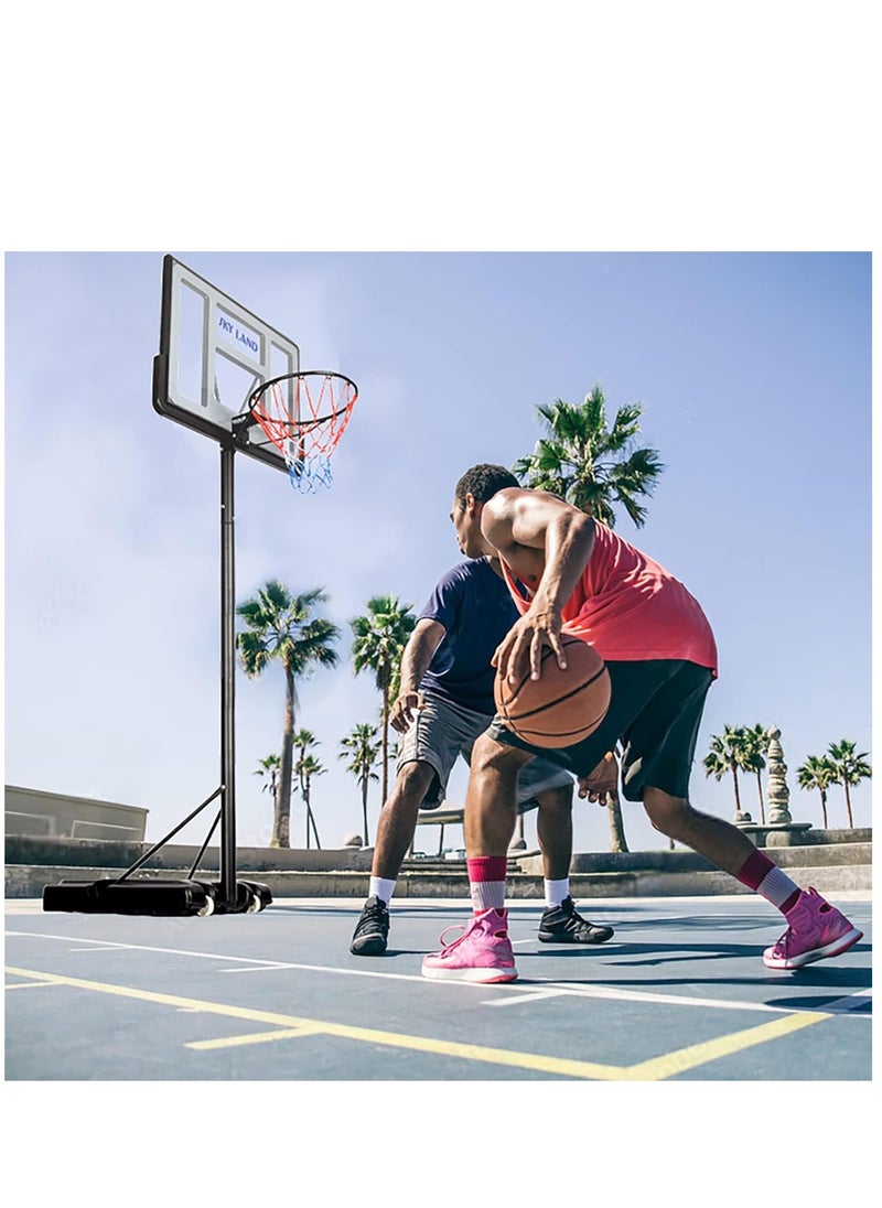 Sky Land - Portable Basketball Hoop & Stand Set With Wheels | Pro Court Height Adjustable 8-10 ft, 44" Backboard For Adults & Kids, Outdoor/Indoor Basketball Stand - Image 1