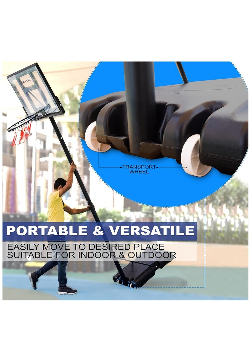 Sky Land - Portable Basketball Hoop & Stand Set With Wheels | Pro Court Height Adjustable 8-10 ft, 44" Backboard For Adults & Kids, Outdoor/Indoor Basketball Stand - Image 1