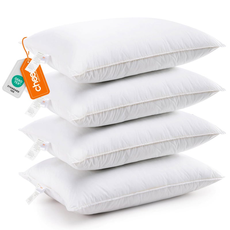 Cheer Collection King Size Pillows  Down Alternative Pillows Soft  Fluffy Bed Pillows  Positioners Hotel Quality King Bed Pillow Set of 4 Luxury Pillows for Comfortable and Restful Sleep