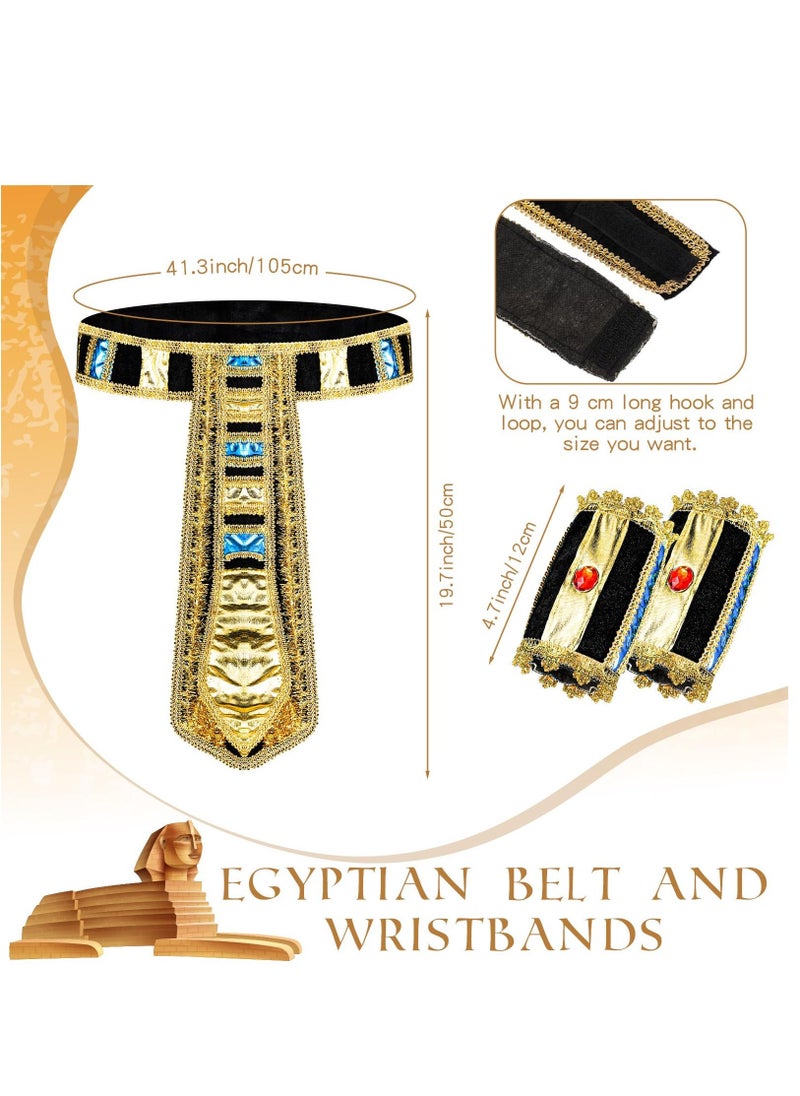 Egyptian Headpiece Costume Accessories, 5 Pcs Egyptian Queen Costume with Metal Headpiece Snake Beaded + Belt + Collar Wristbands, for Women Girl Masquerade Ball u0026 Cosplay Party (One Size)  - Image 4