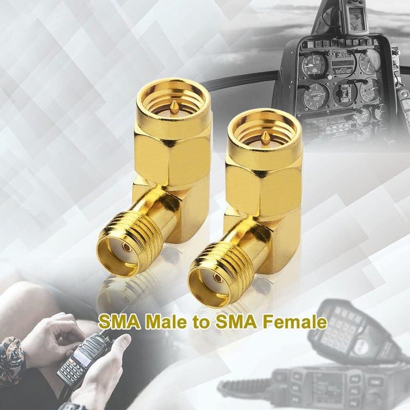 onelinkmore SMA Male to Female Right Angle Adapter 90 Degree L-Shape Connector for FPV Goggles, Drone, Router Antenna Gold Plated 50 Ohm RF Coax Elbow Jack Plug (Not RP-SMA) Pack of 2… - Image 2