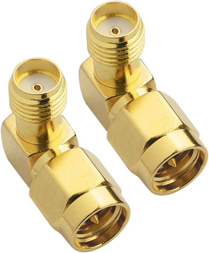 onelinkmore SMA Male to Female Right Angle Adapter 90 Degree L-Shape Connector for FPV Goggles, Drone, Router Antenna Gold Plated 50 Ohm RF Coax Elbow Jack Plug (Not RP-SMA) Pack of 2… - Image 5