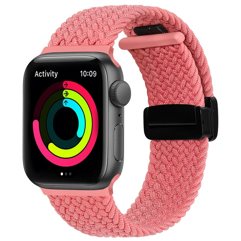 CHOiCE Magnetic Fold Clasp Woven Watch Band For Watch SE 2022 44mm(Pink) - Image 1