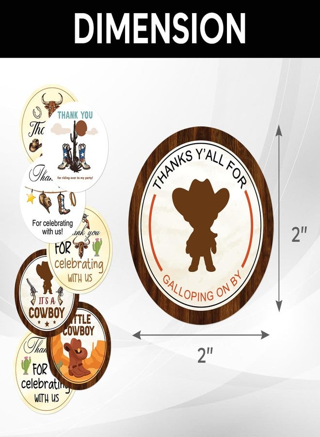 RABOWA Pack 90 Pcs Cowboy Baby Shower Stickers for Party Favors Thank You Labels Birthday Supplies Funny Cute Aesthetic Sticker Round Waterproof Small Vinyl Decals Bulk Retro Decorations - Image 2