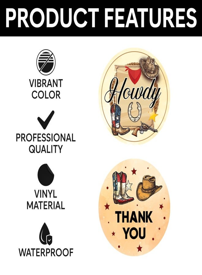 RABOWA Pack 90 Pcs Cowboy Baby Shower Stickers for Party Favors Thank You Labels Birthday Supplies Funny Cute Aesthetic Sticker Round Waterproof Small Vinyl Decals Bulk Retro Decorations - Image 3