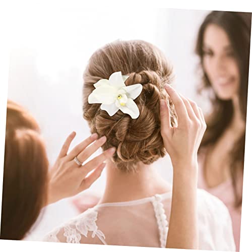 TENDYCOCO Artificial Flower Hair Clip Hawaiian Hibiscus Plumeria Hairpin Orchid Flower Headdress Bobby Pins Headwear for Woman Girl Lady 5pcs (Random Color) - Image 2