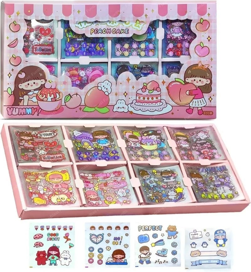 KmCho Long Box Stickers-200 Sheets Kawaii Aesthetic Stickers for Scrapbooking, Journaling, DIY Crafts & Gifts-Cute Girls Travel-Themed Paper Stickers for Kids,Teens & Stationery Lovers DN-2 - Image 5