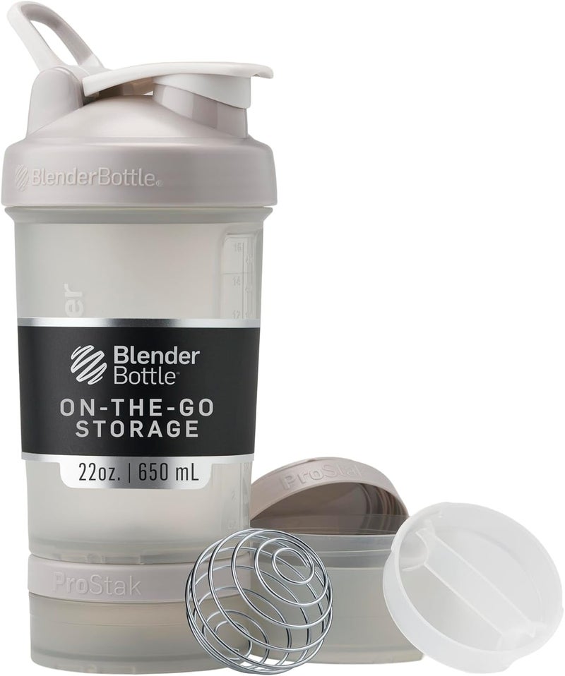 BlenderBottle Shaker Bottle with Pill Organizer and Storage for Protein Powder, Classic V2 ProStak System, 22-Ounce, Smoke Grey - Image 1