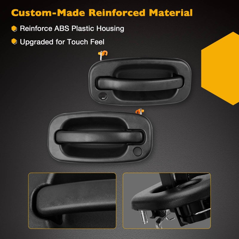 Gledewen Exterior Door Handle Front Left & Right Pair with Key Hole | for 1999-2007 Chevy Silverado Suburban Tahoe Avalanche GMC Sierra Yukon Cadillac Escalade | Replaces# 15034985, 15034986 - Image 5