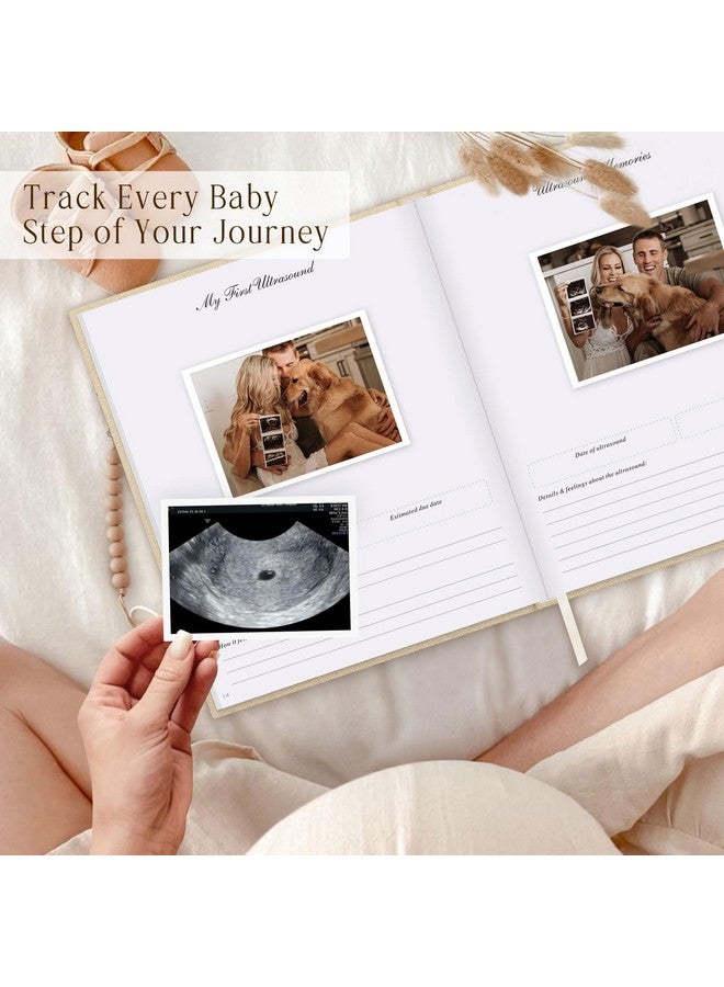 Lanpn My Pregnancy Journal Memory Book for First Time Mom, 156 Page Pregnant Announcement Must Have Planner, Mom to Be Scrapbook Keepsake Gift Pregnancy Tracking Diary for Expecting New Parent Beige - Image 4