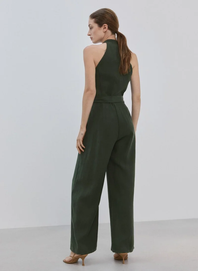 مانجو Halter-neck jumpsuit with belt