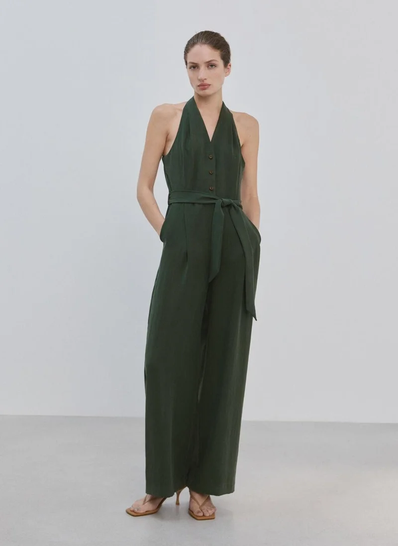 مانجو Halter-neck jumpsuit with belt